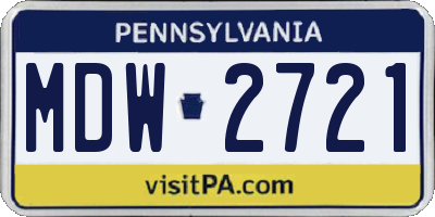 PA license plate MDW2721