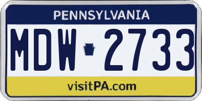 PA license plate MDW2733