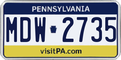 PA license plate MDW2735