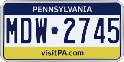 PA license plate MDW2745