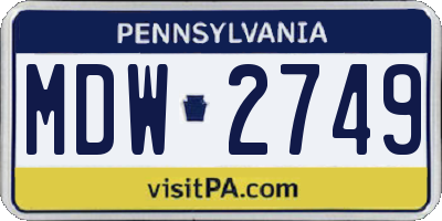 PA license plate MDW2749