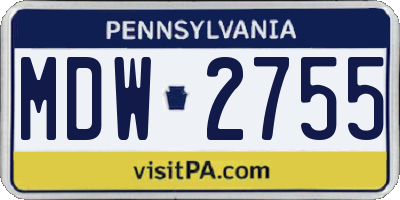 PA license plate MDW2755