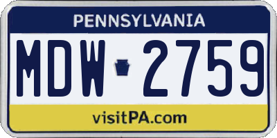 PA license plate MDW2759