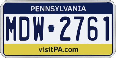 PA license plate MDW2761
