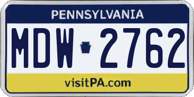 PA license plate MDW2762