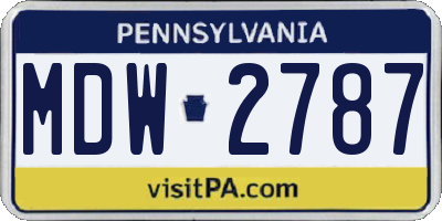 PA license plate MDW2787