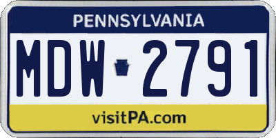 PA license plate MDW2791