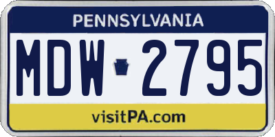 PA license plate MDW2795