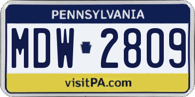 PA license plate MDW2809