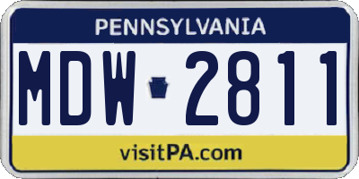 PA license plate MDW2811