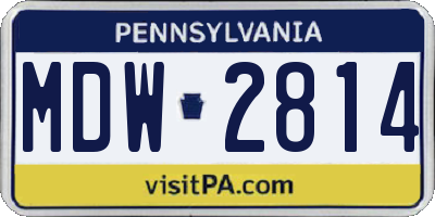 PA license plate MDW2814