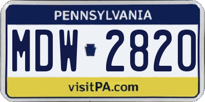 PA license plate MDW2820