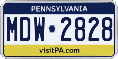 PA license plate MDW2828