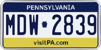 PA license plate MDW2839