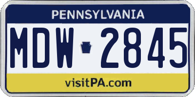 PA license plate MDW2845