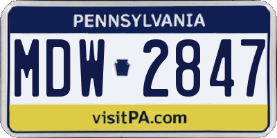 PA license plate MDW2847