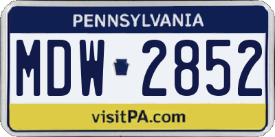 PA license plate MDW2852