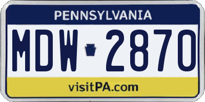 PA license plate MDW2870