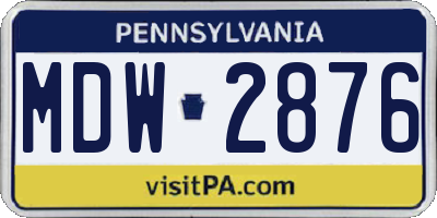 PA license plate MDW2876