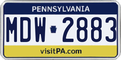 PA license plate MDW2883