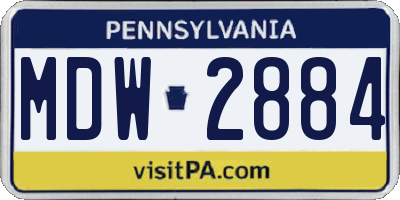 PA license plate MDW2884