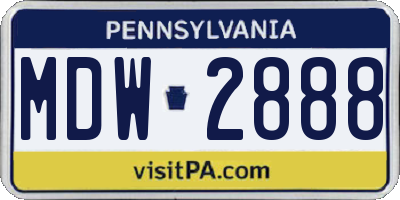 PA license plate MDW2888