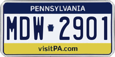 PA license plate MDW2901