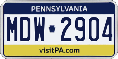 PA license plate MDW2904