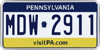 PA license plate MDW2911