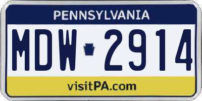 PA license plate MDW2914