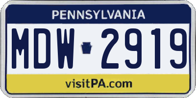 PA license plate MDW2919