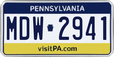PA license plate MDW2941