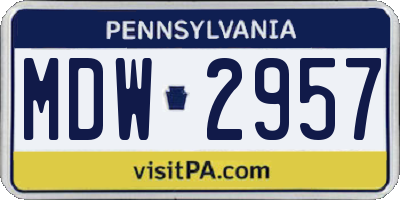 PA license plate MDW2957