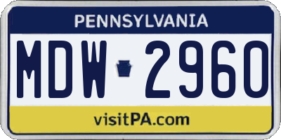 PA license plate MDW2960