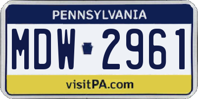 PA license plate MDW2961