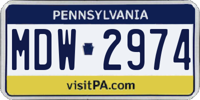 PA license plate MDW2974
