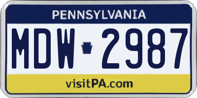 PA license plate MDW2987