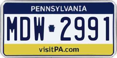 PA license plate MDW2991