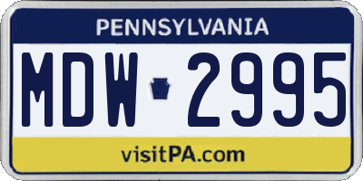 PA license plate MDW2995