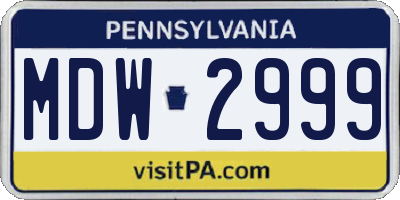 PA license plate MDW2999