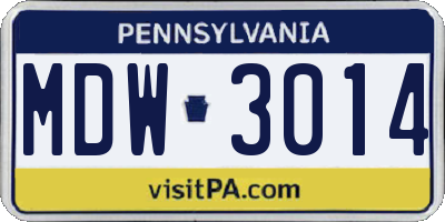 PA license plate MDW3014