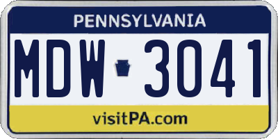 PA license plate MDW3041