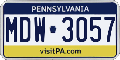 PA license plate MDW3057