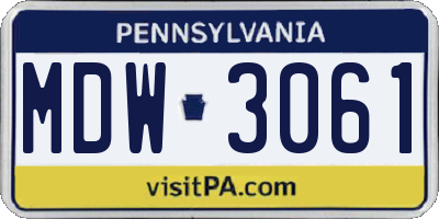 PA license plate MDW3061