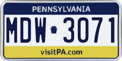 PA license plate MDW3071