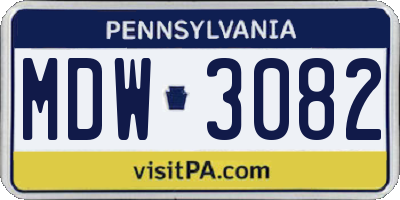 PA license plate MDW3082