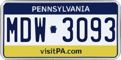 PA license plate MDW3093