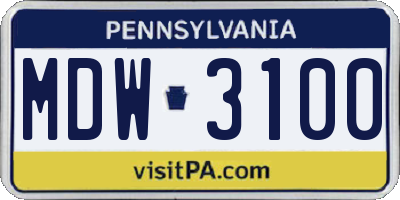 PA license plate MDW3100