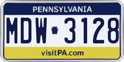PA license plate MDW3128