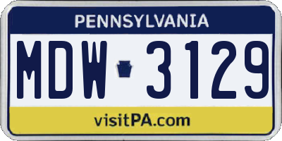 PA license plate MDW3129